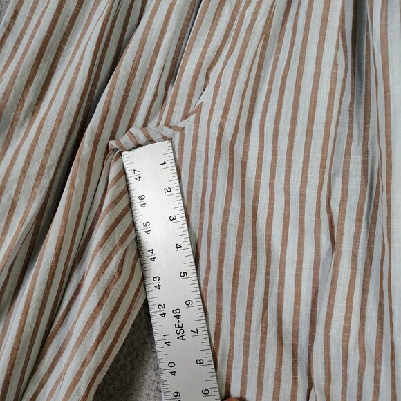 By Anthropologie Pants Women Small Gray Brown Striped Drawstring Waist Wide Leg - Picture 3 of 13